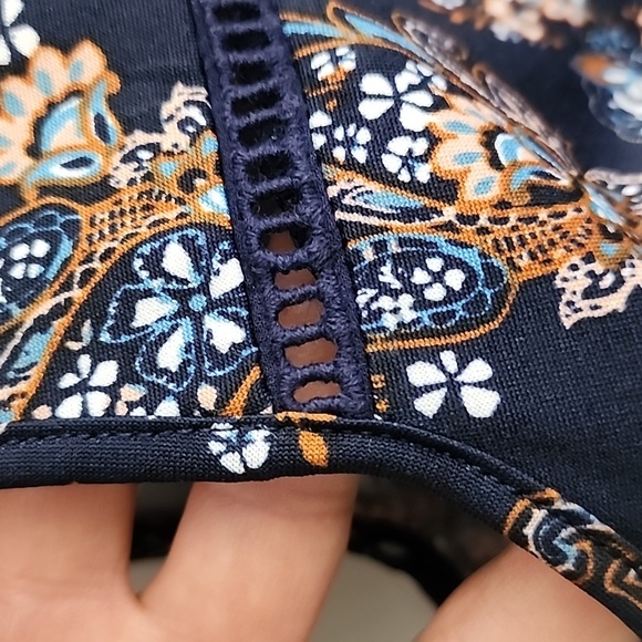 PerSeption Concept Women's Navy Paisley Sleeveless Dres Elastic Waist Sz Medium - Picture 6 of 14